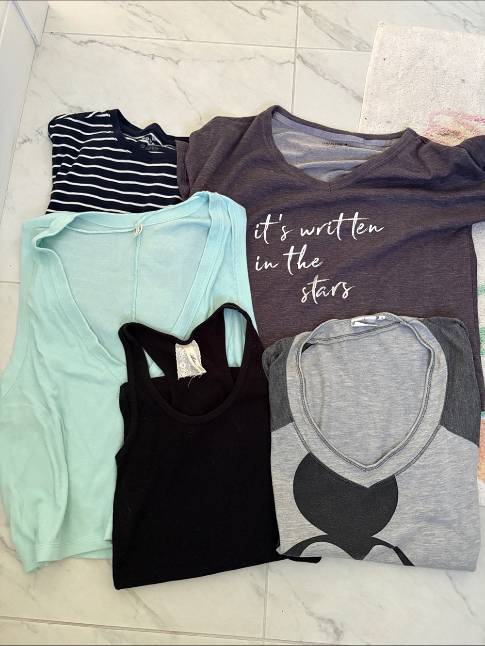 Women’s Black Tank & Mint V-Neck Layering - Multi-Pack x 5 tops